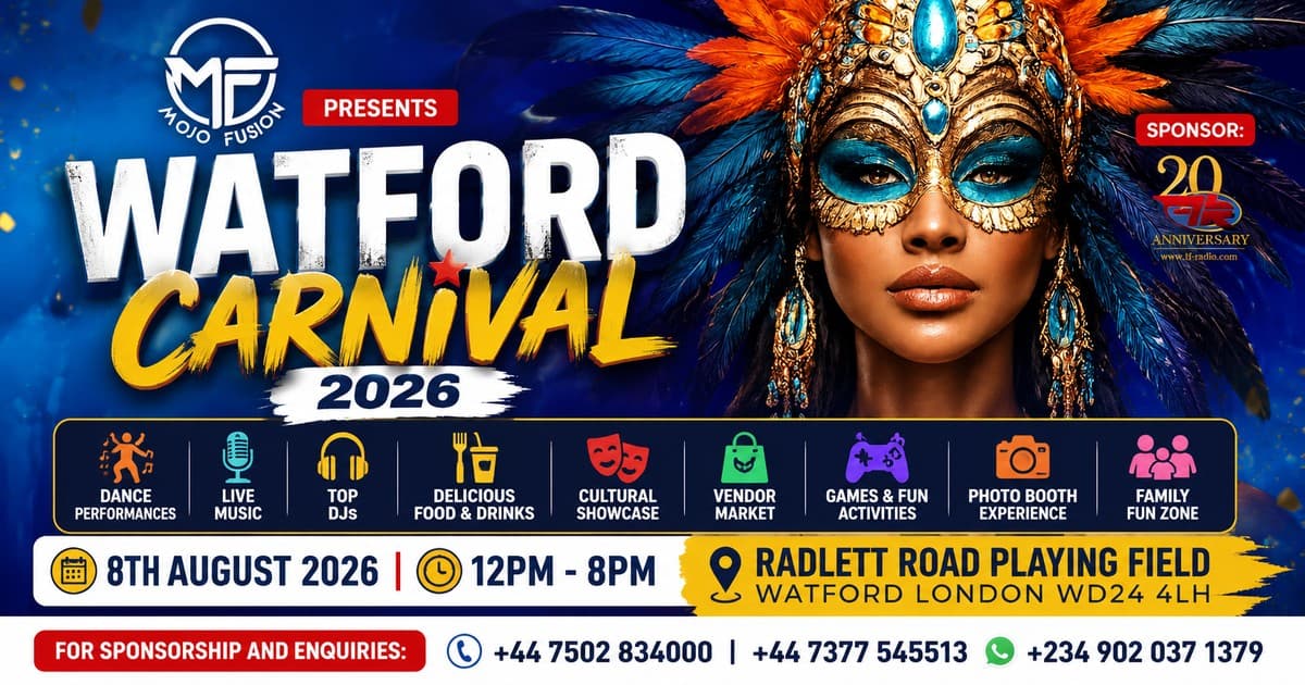 E 🎭 Watford Carnival 2026: A Day of Culture, Music & Family Fun