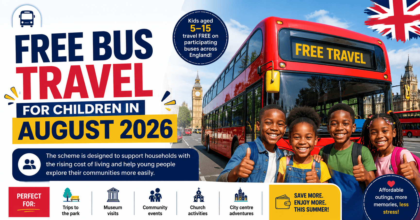 🚌 FREE BUS TRAVEL FOR CHILDREN IN AUGUST 2026